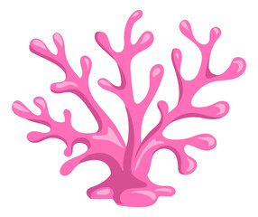 Obraz premium Pink coral reef branch. Cartoon underwater icon