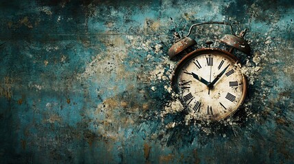 Abstract clock melting over a surface, symbolizing the fluidity of time, copy space