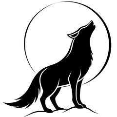 Coyote Howl Sharp Silhouette Vector Art