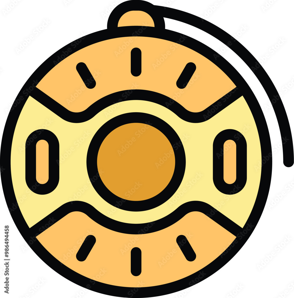 Poster this vector illustration features a round yo yo with a string extending from the top, shown in a sid