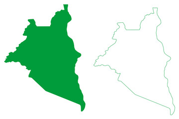 Muquem de Sao Francisco municipality (Bahia state, Municipalities of Brazil, Federative Republic of Brazil) map vector illustration, scribble sketch Muquém de Sao Francisco map