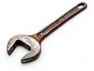 Rusty Wrench Isolated on White Background