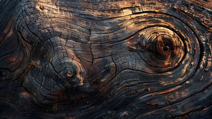 Naklejka premium Close-Up of Burned Wood Texture