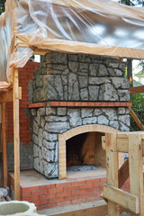 process of making an outdoor garden fireplace