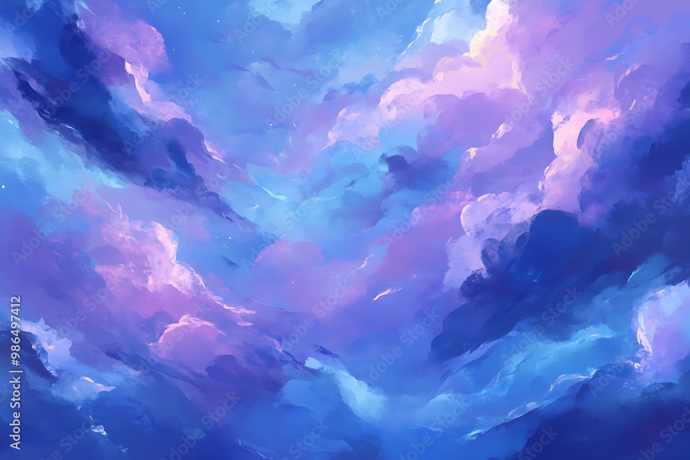 Canvas Prints Abstract Sky with Soft Pastel Clouds, Digital Art, Dreamy