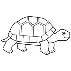 Slow-Moving Minimalist Box Turtle with Patterned Shell Vector