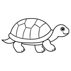 Slow-Moving Minimalist Box Turtle with Patterned Shell Vector