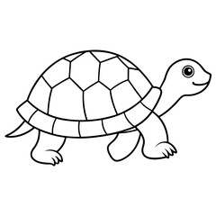 Slow-Moving Minimalist Box Turtle with Patterned Shell Vector
