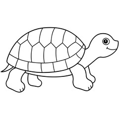 Slow-Moving Minimalist Box Turtle with Patterned Shell Vector