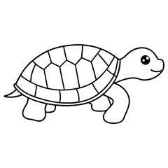 Slow-Moving Minimalist Box Turtle with Patterned Shell Vector