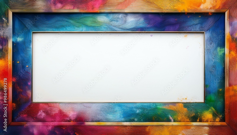 Poster abstract painted frame with blank white space in the center. ideal for adding text or imagery.