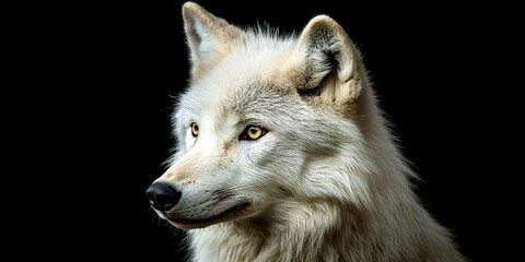White wolf on a black background