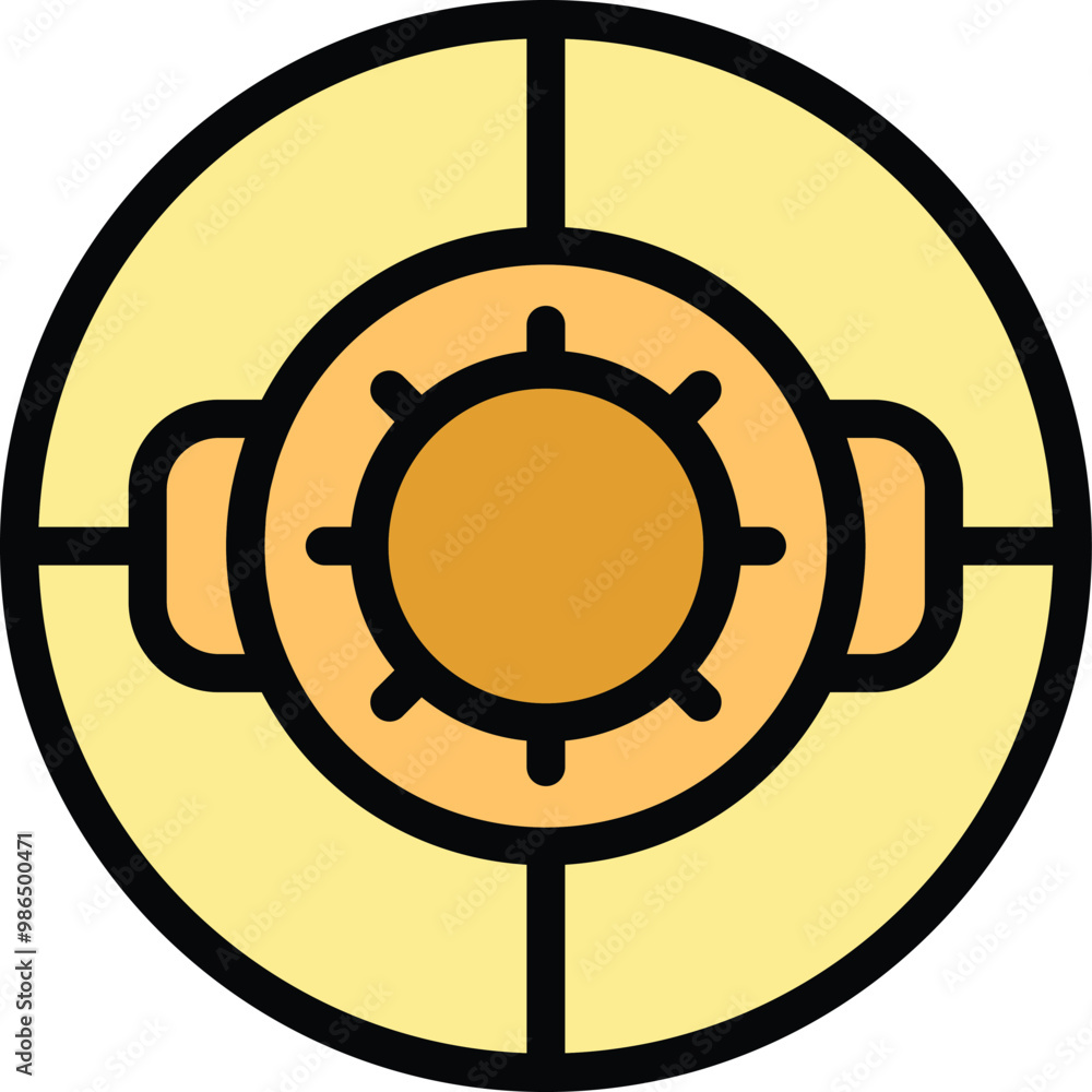 Poster circular sewer cover featuring a central grate, allowing for drainage and access while preventing bl