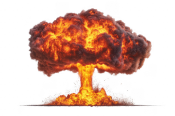 The Mushroom Cloud: PNG mesmerizing and ominous sight, a towering mushroom cloud billows into the sky isolated on transparent background.