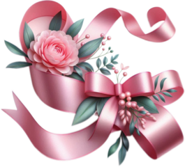 Pink Ribbons on Transparent Background