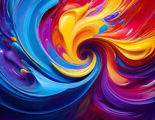 Obraz premium Abstract swirl of vibrant blue, red, yellow and purple paint.