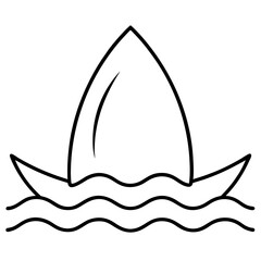 Iconic Shark Fin Cutting Through Waves - Vector Art