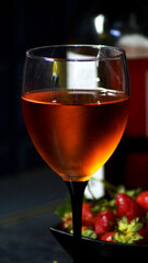 glass of rose wine and berries. High quality photo