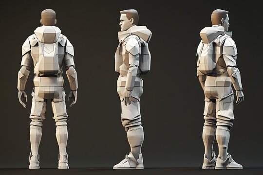 3D Model of Futuristic Soldier with Backpack and Armor