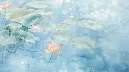 Water Lily Pond in Watercolor