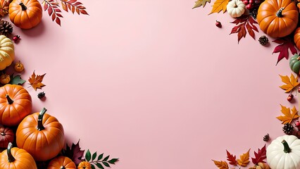 autumn leaves and pumpkins, pumpkins and autumn leaves, Thanksgiving layout, Thanksgiving copy space, fall, high definition Thanksgiving images,