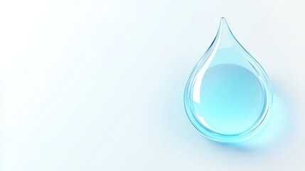 Fototapeta premium A Single Transparent Blue Water Drop on a Light Blue Background