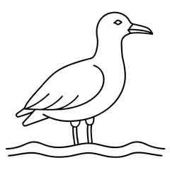 Minimalist Vector Seagull on the Shore