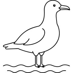 Minimalist Vector Seagull on the Shore