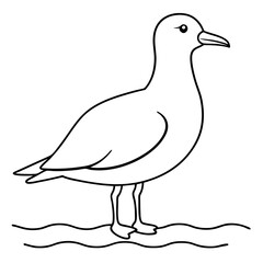 Minimalist Vector Seagull on the Shore