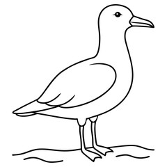 Minimalist Vector Seagull on the Shore