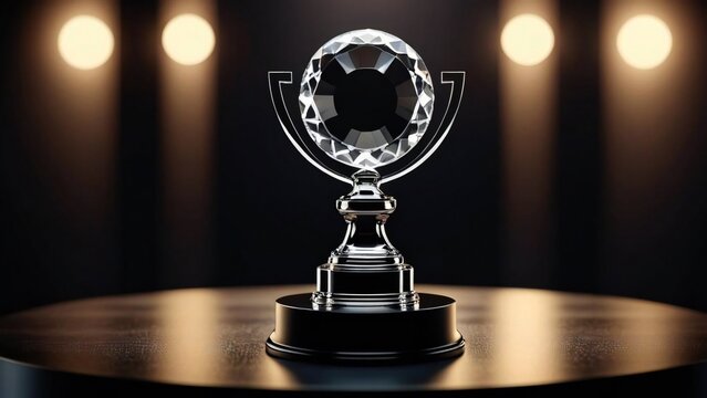 3D render illustration of a blank transparent crystal trophy for mock up.
