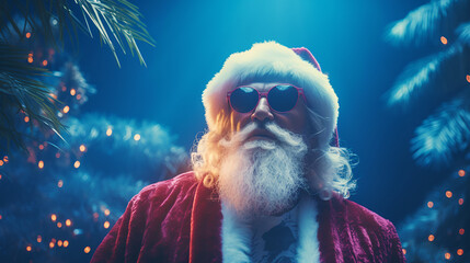 Santa Claus wearing sunglasses in the club