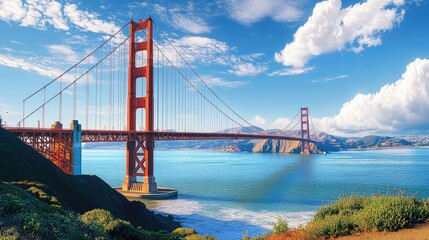Fototapeta premium Beautiful wide shot of the Golden Gate Bridge in San Francisco 