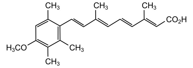 Chemical structure of acitretin, drug substance