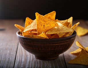 Corn tortilla chips in a bowl ready to be eaten - Powered by Adobe