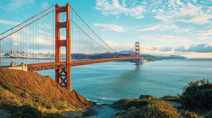 Fototapeta premium Beautiful wide shot of the Golden Gate Bridge in San Francisco 