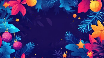 Festive holiday background with bright colors and decorative elements