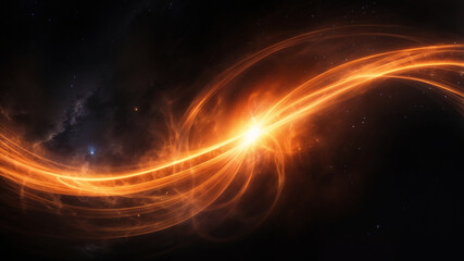 Fototapeta premium Cosmic Energy: Glowing Orange Streaks in Abstract Space Art
