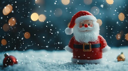 toy Santa Claus on a Christmas background 