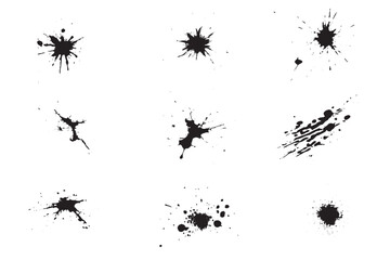 set of abstract grunge ink splat splash monochrome grunge abstract texture noisy and grainy distressed and worn, rustic scratchy explosion 