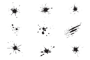 set of abstract grunge ink splat splash monochrome grunge abstract texture noisy and grainy distressed and worn, rustic scratchy explosion 