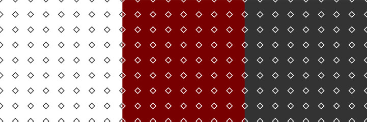 Seamless neutral geometric wallpaper with diamonds in 3 design variations. Vector textures in flat style