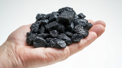 Hand Holding Coal   Black Coal Energy Source   Fuel