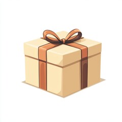 Delivery Box Icon with Ribbon and Wrap Design
