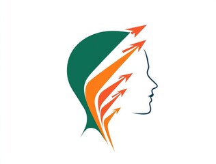 Obraz premium A logo depicting Indian flag colors with arrows indicating growth and brain activity for students