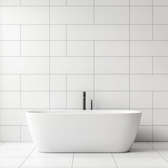Large-format white tiles with matte finish in a minimalist bathroom, minimalist bathroom tiles, clean and simple