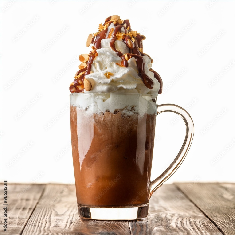 Poster root juice or soda ice cream float in a large mug