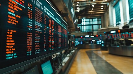 Stock Market Trading Room Display, Numbers and Charts