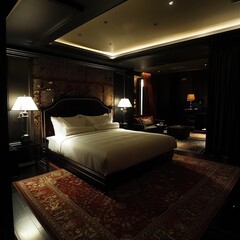 Simple Aesthetic Bed Room Interior Night view 
