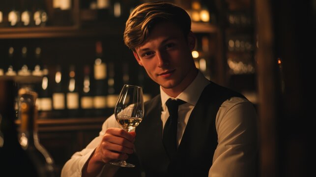 Sommelier Judging a Glass of Wine